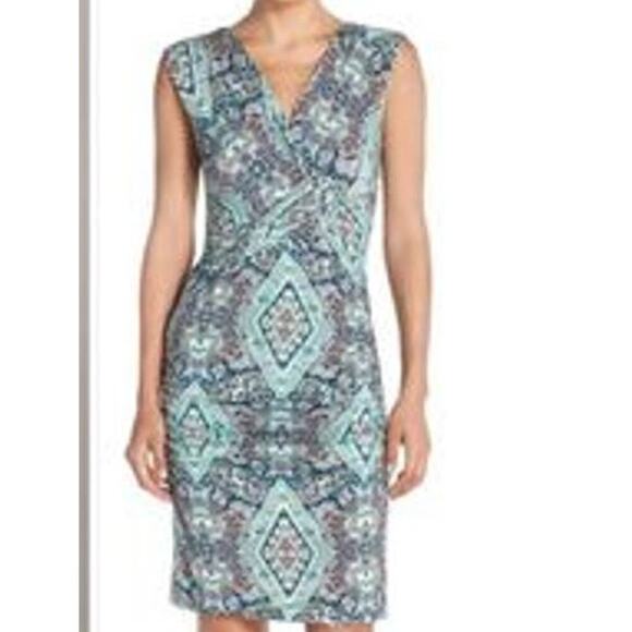 Kut From The Kloth Dress Woman's 4 Dorsey Ruched Knit V-Neck Green Bodycon Knee - Picture 11 of 13